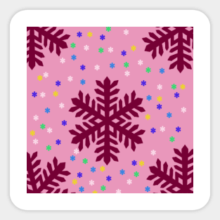 red marron colorful snowflakes background Sticker